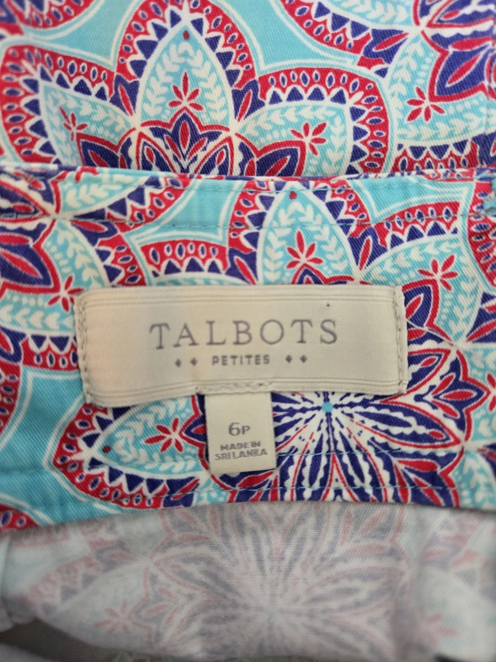 Talbots Purple Floral Tile / Mandala Print Mini Skirt on Light Blue Size - 6P